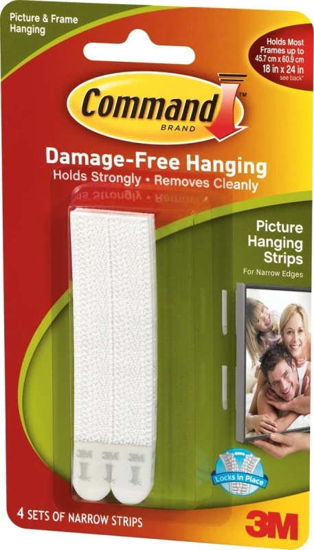 Narrow Picture Hanging Strips White
