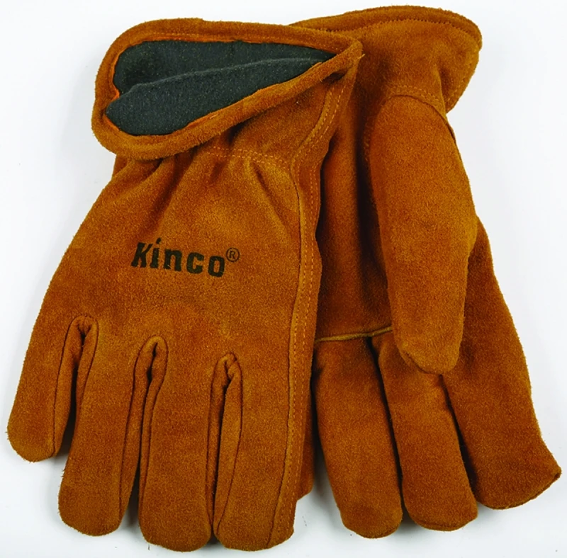 Full-Suede Cowhide Leather Gloves, Lined, Medium