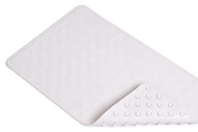 Bath Mat, Circles, White Rubber, 14 x 24 In.