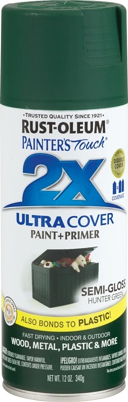 Painter's Touch 2X Spray Paint, Semi-Gloss Hunter Green, 12-oz.