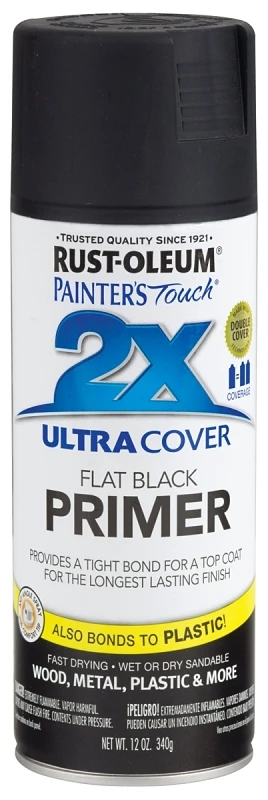 Painter's Touch 2X Spray Primer, Flat Black, 12-oz.