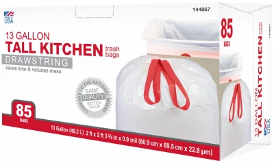 Tall Kitchen Trash Bags, Drawstring, 13 Gallons, 85-Ct.