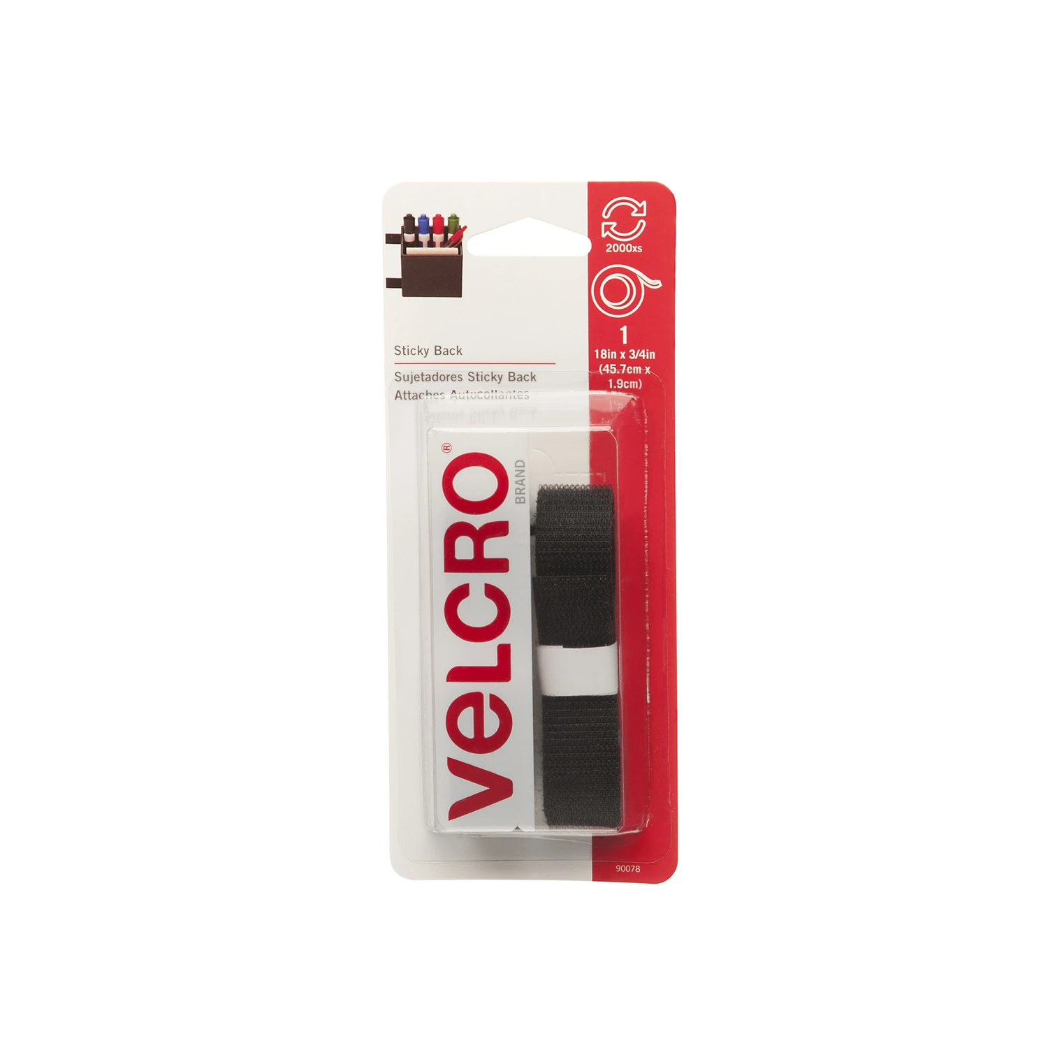 Sticky Back Tape, Black, 18 x 3/4 In.