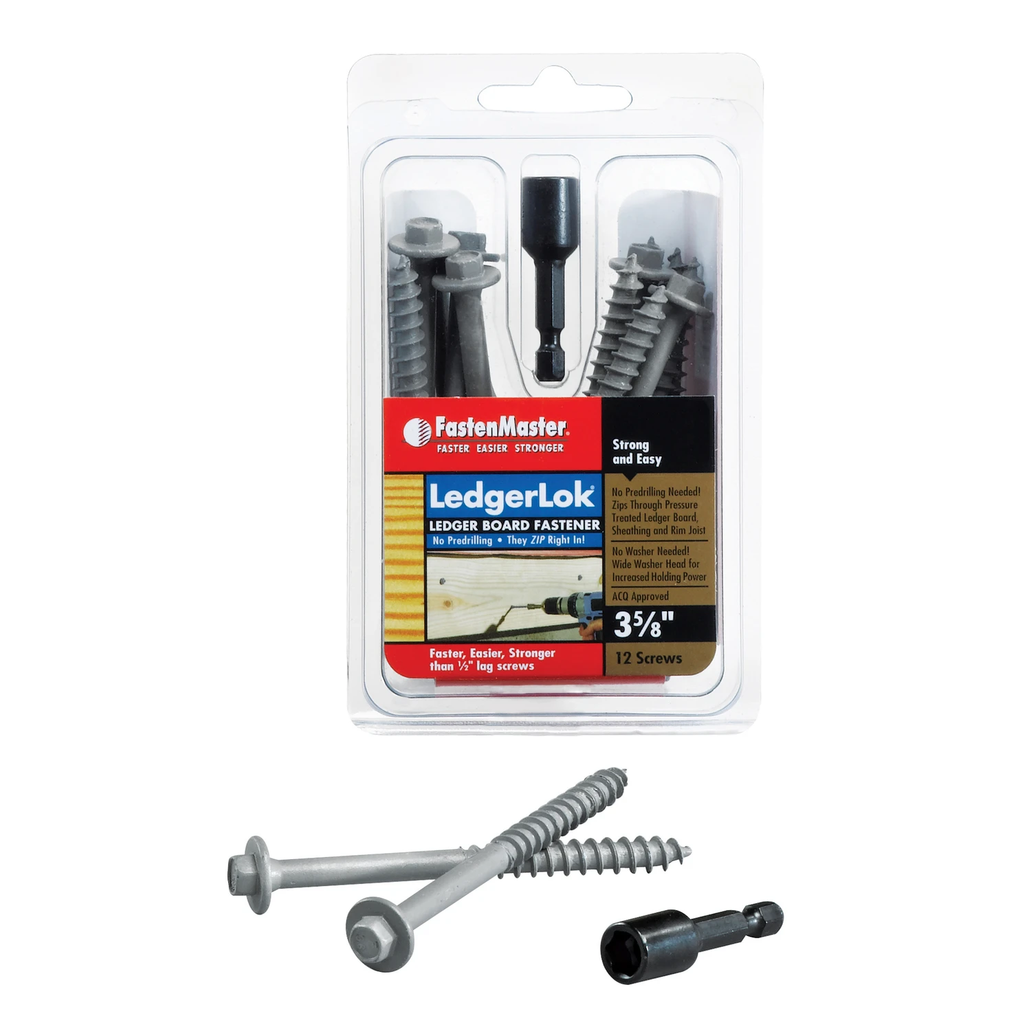 Ledgerlok Wood Screws, 3-5/8 In., 12-Pk.