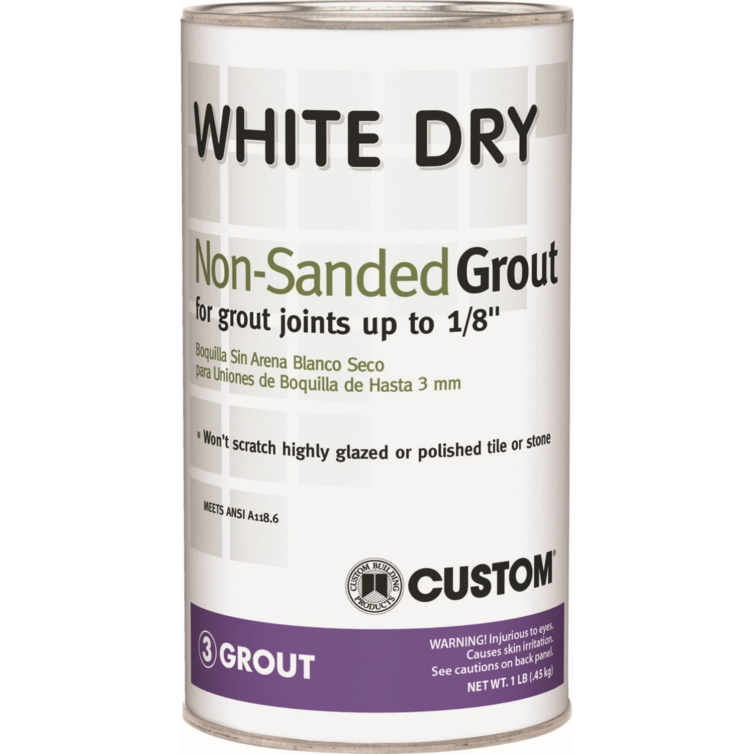 Dry Tile Grout, White, 1 Lb.