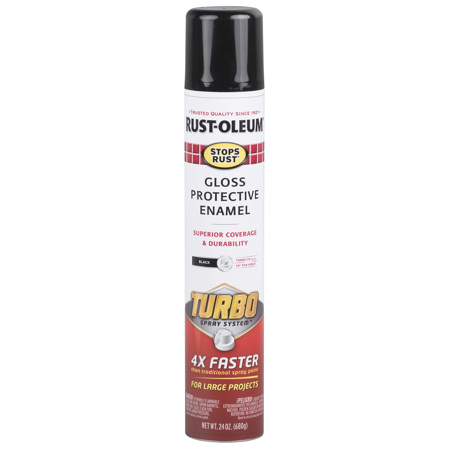 Stops Rust Turbo Spray Paint, Gloss Black, 24-oz.