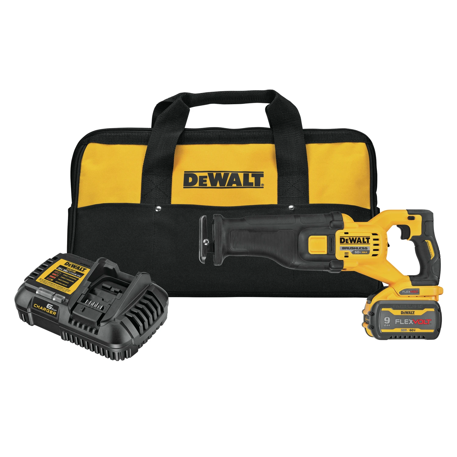 RecipricatingSaw Kit, 60-Volt Max, LED Light, 1-1/8-In. Stroke, With Battery, Charger, Bag