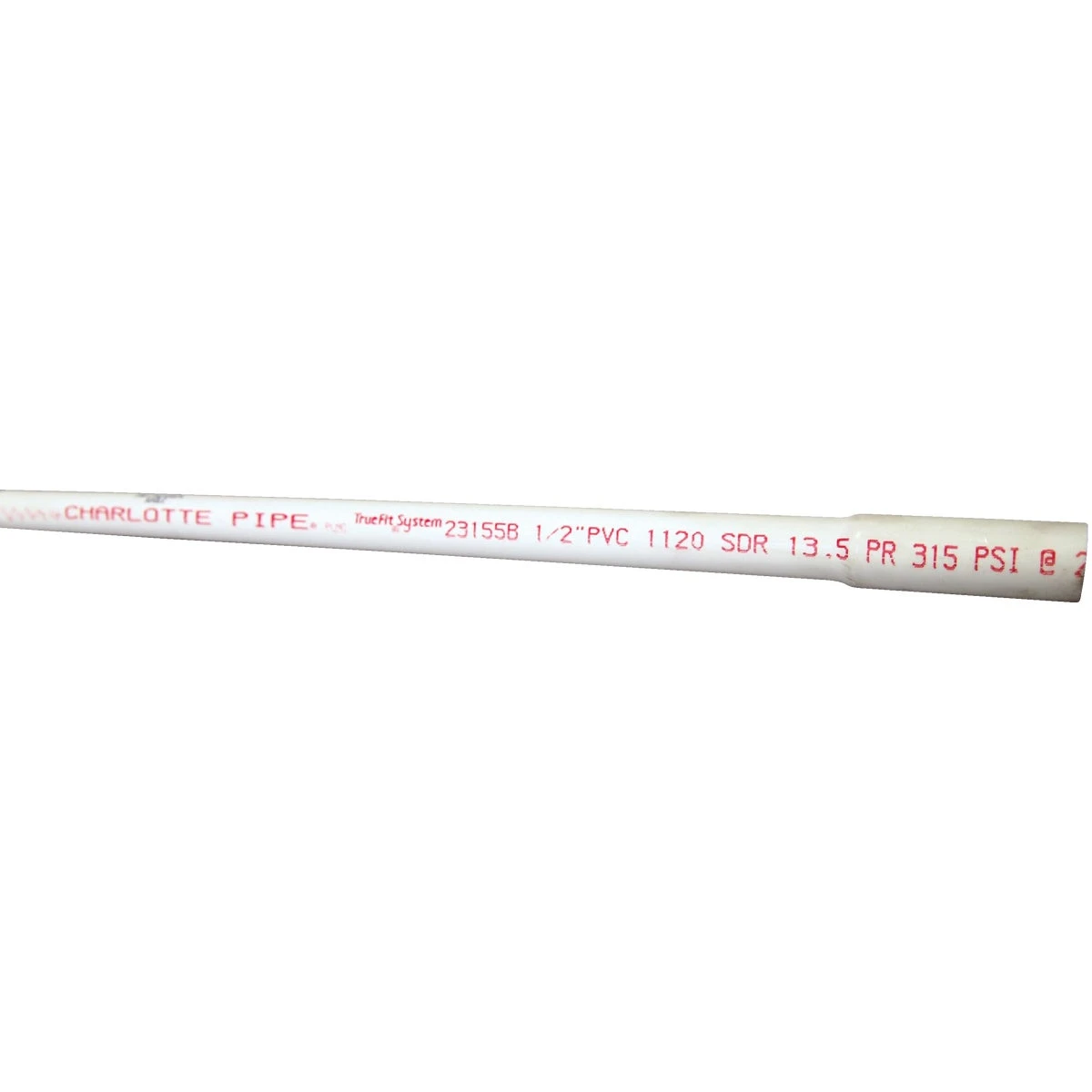 SDR 13.5 PVC Pressure Pipe, Bell End, 1/2 In. x 20 Ft.