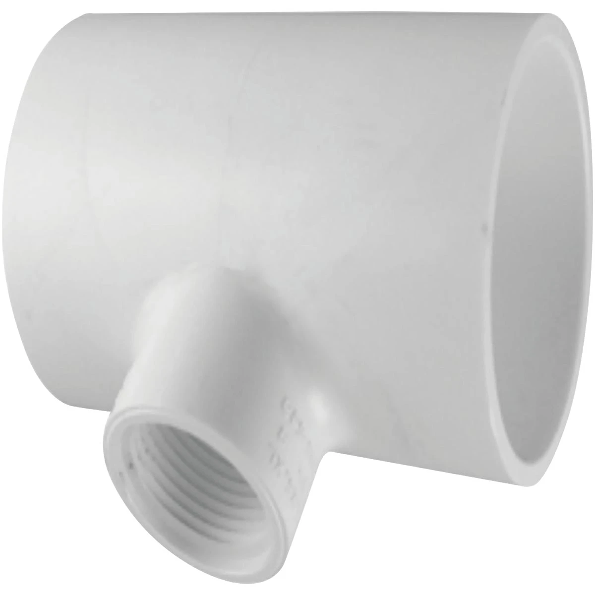 Schedule 40 PVC Reducing Tee, White, 2 x 2 x 3/4 In., Slip x Slip x Thread