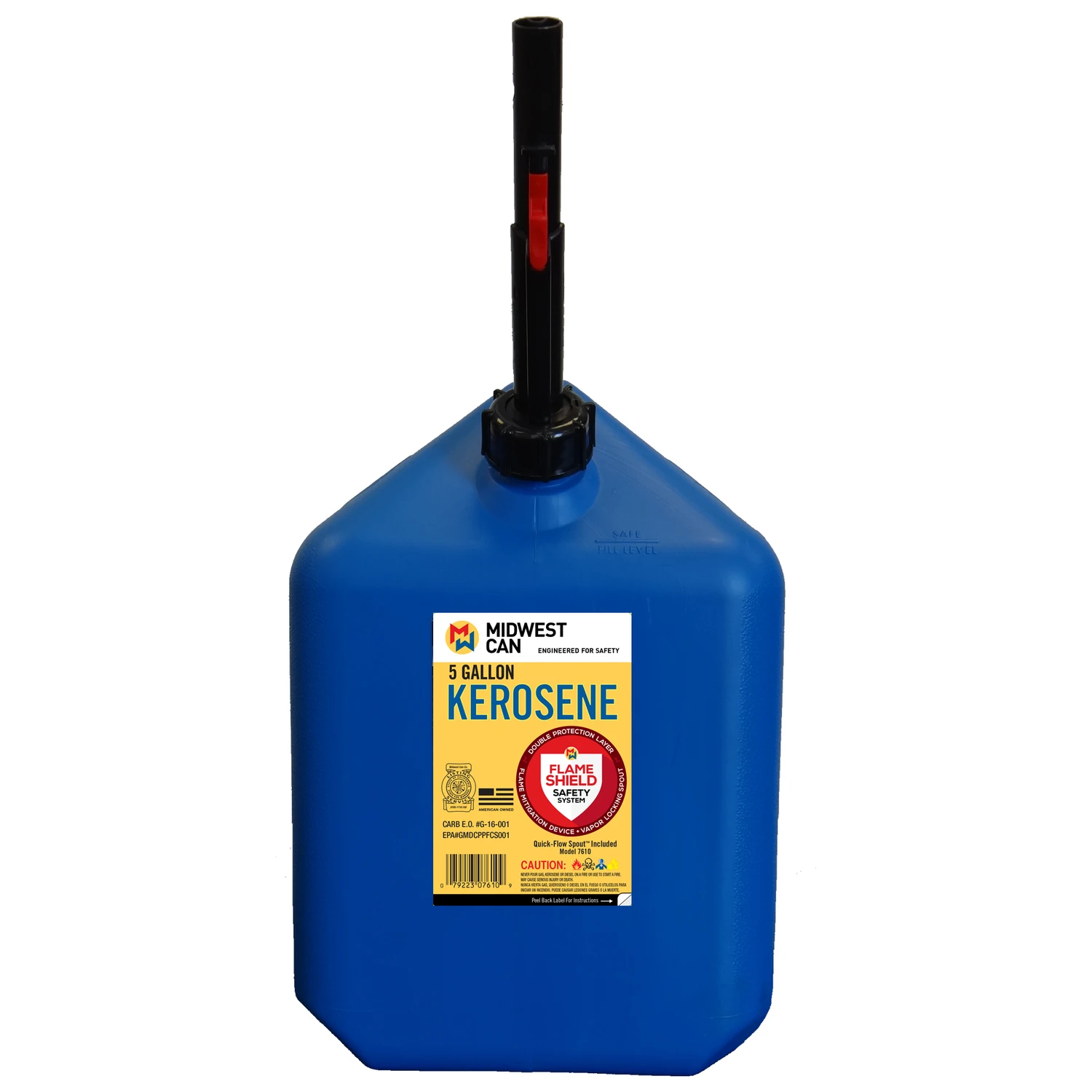 Kerosene Gas Can, Blue Polyethylene, 5 Gallons