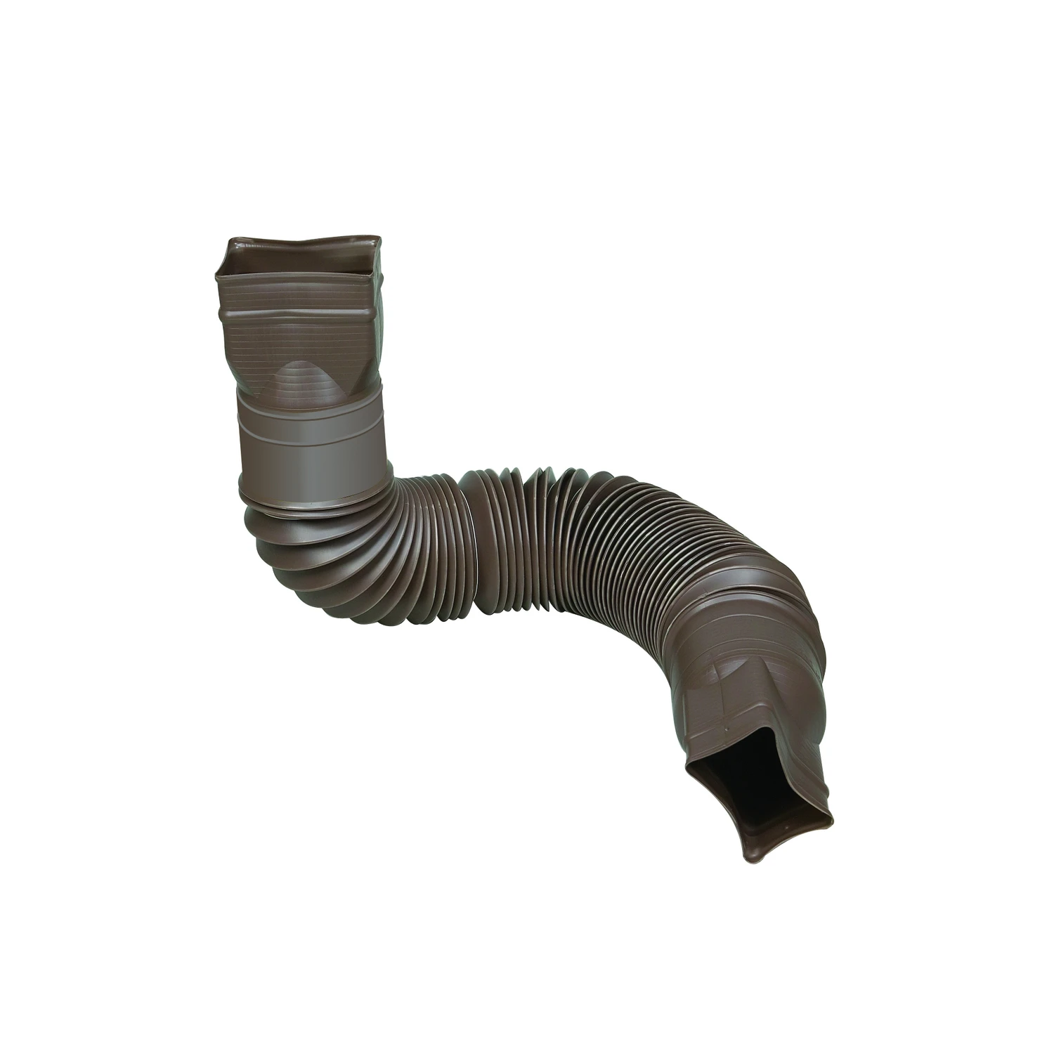 Downspout Extension, Flexible Brown Poly, Extends 24 - 55 In.