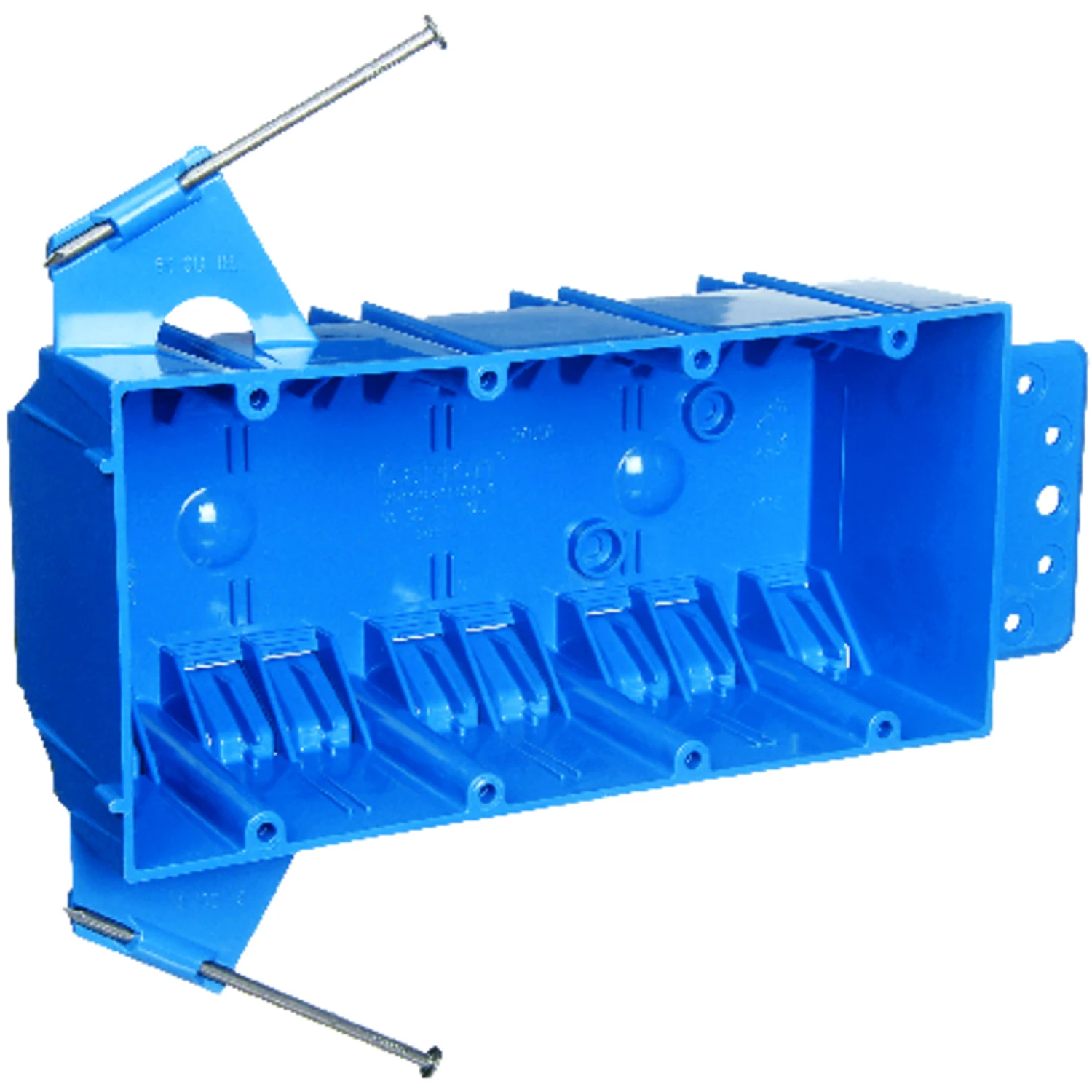 4 Gang New Work Switch & Outlet Box, 7-3/5 x 3-7/10 x 2-1/2 In. Deep
