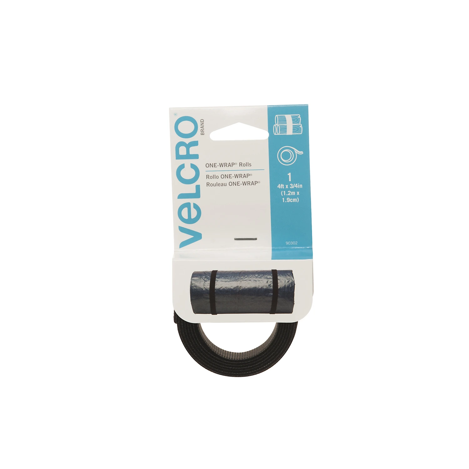 ONE-WRAP Fastening Roll, Black, 4 Ft. x 3/4 In.
