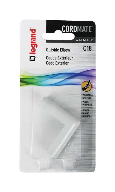 Cord Mate White Outside Elbow Cord Cover