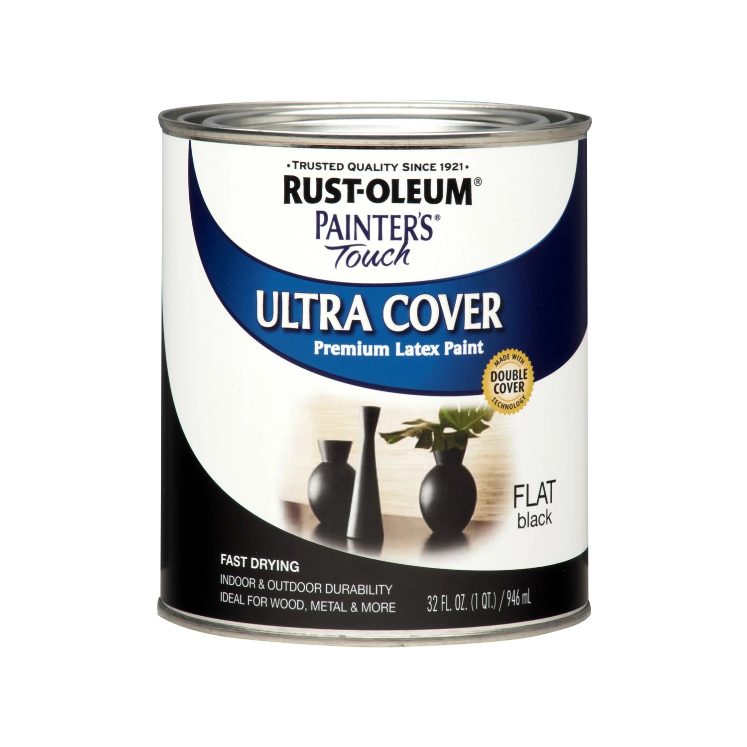 Painter's Touch Latex Paint, Flat Black, Qt.