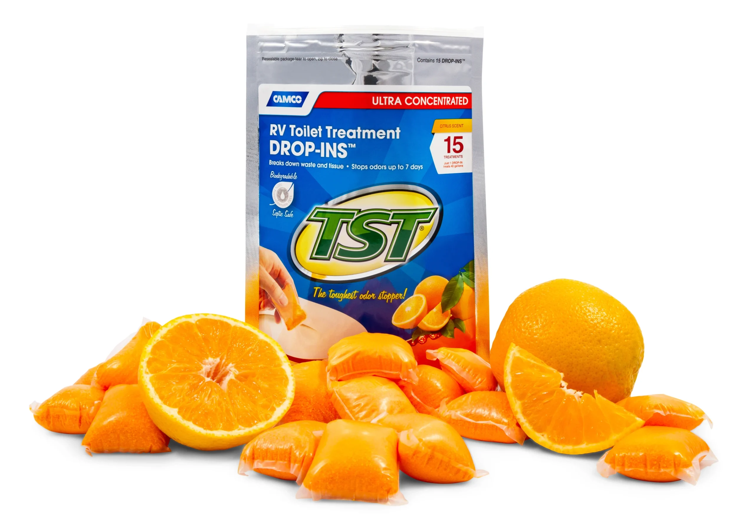 RV Holding Tank Chemical, Drop Ins, Orange, 15-Ct.