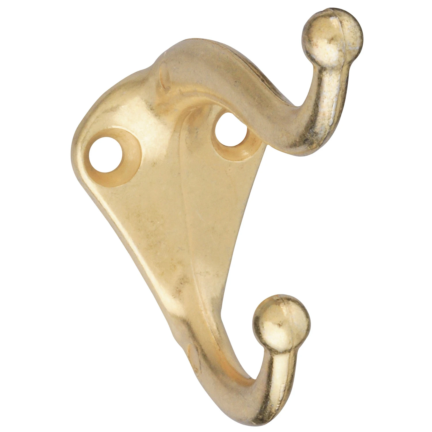 Hat & Coat Hook, Bright Brass Finish, 2-Pk.
