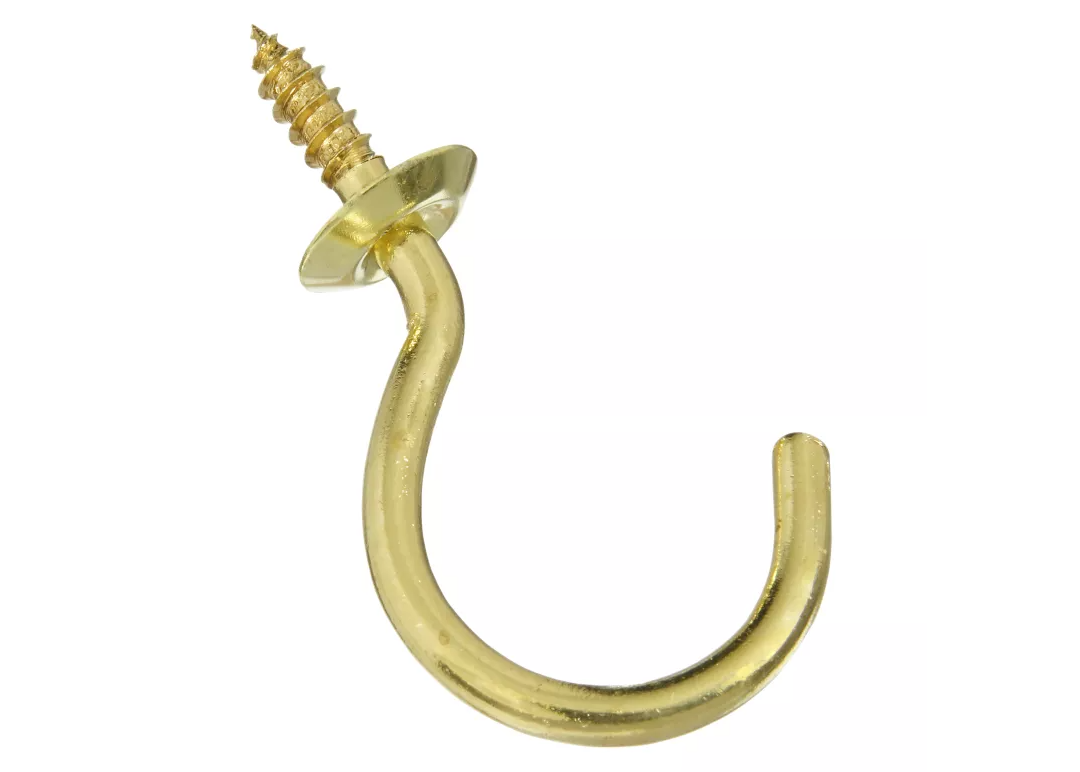 Cup Hook, Solid Brass, 1-1/2 In., 2-Pk.