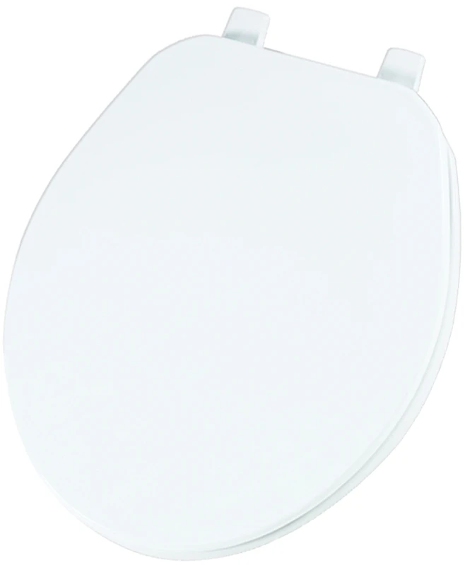 Round Plastic Toilet Seat, Top-Tite Hinge, White