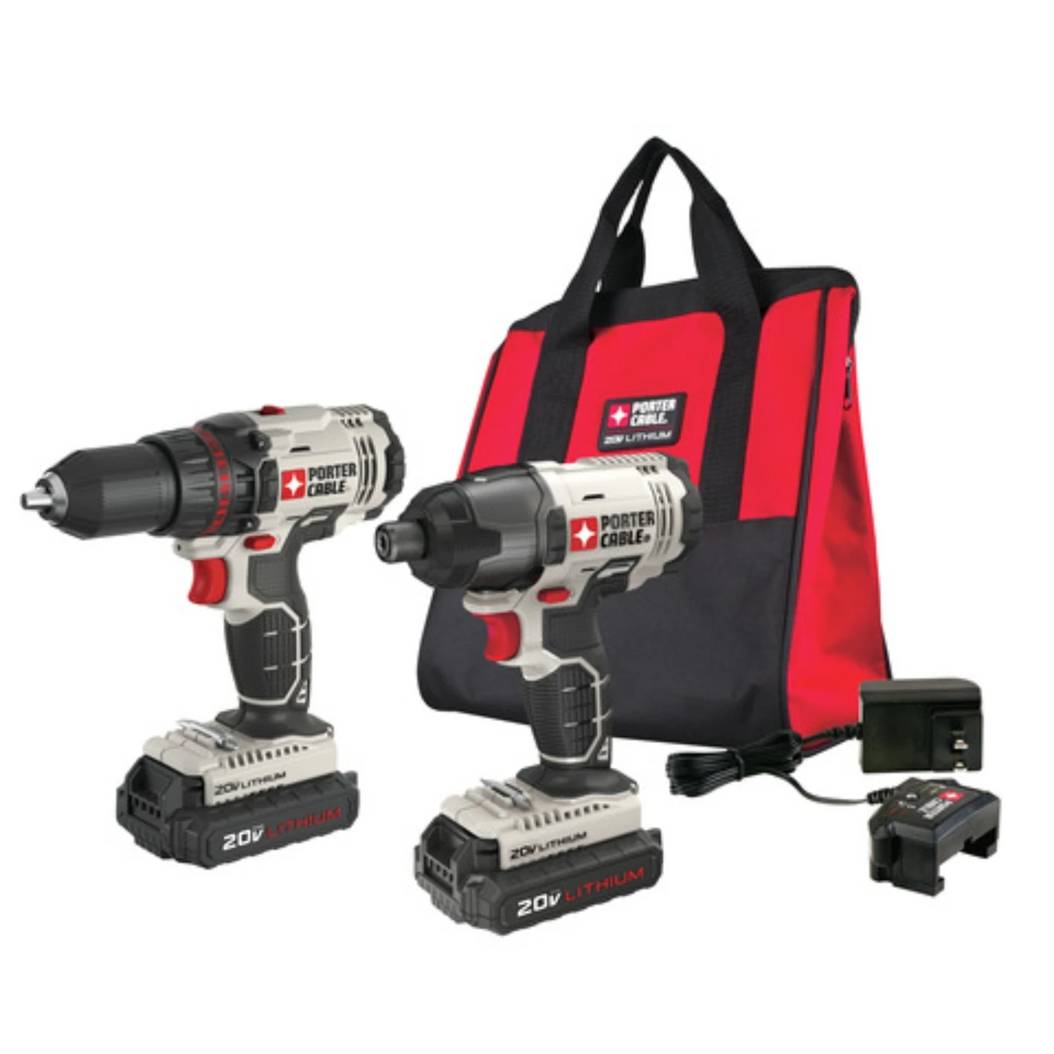 20-Volt Drill/Driver + Impact Driver Combo Kit, 1/2-In., 2 Lithium-Ion Batteries