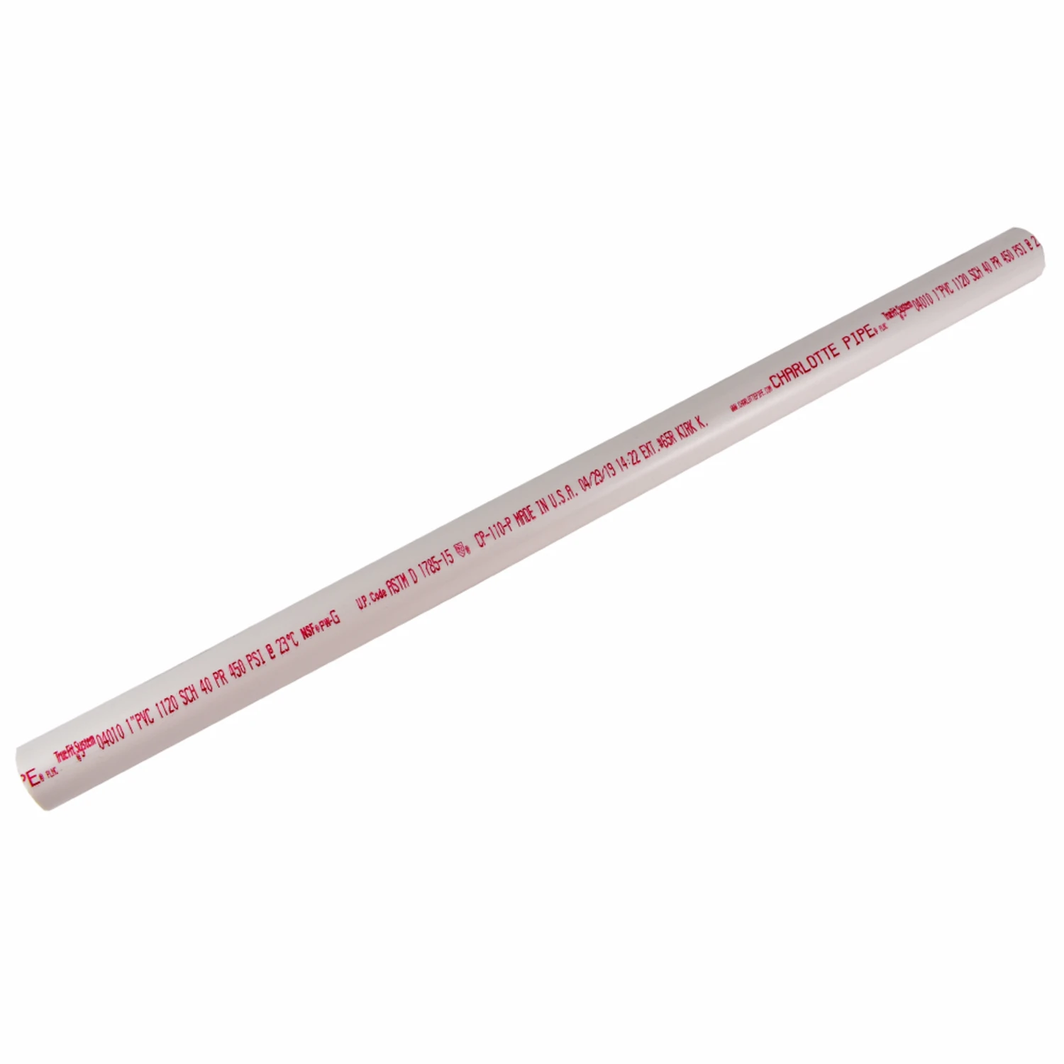Schedule 40 PVC Pipe, , 370 PSI, 1-In. x 2-Ft.