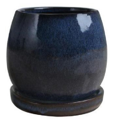6 In. Artisan Planter, Ceramic, Dripping Blue