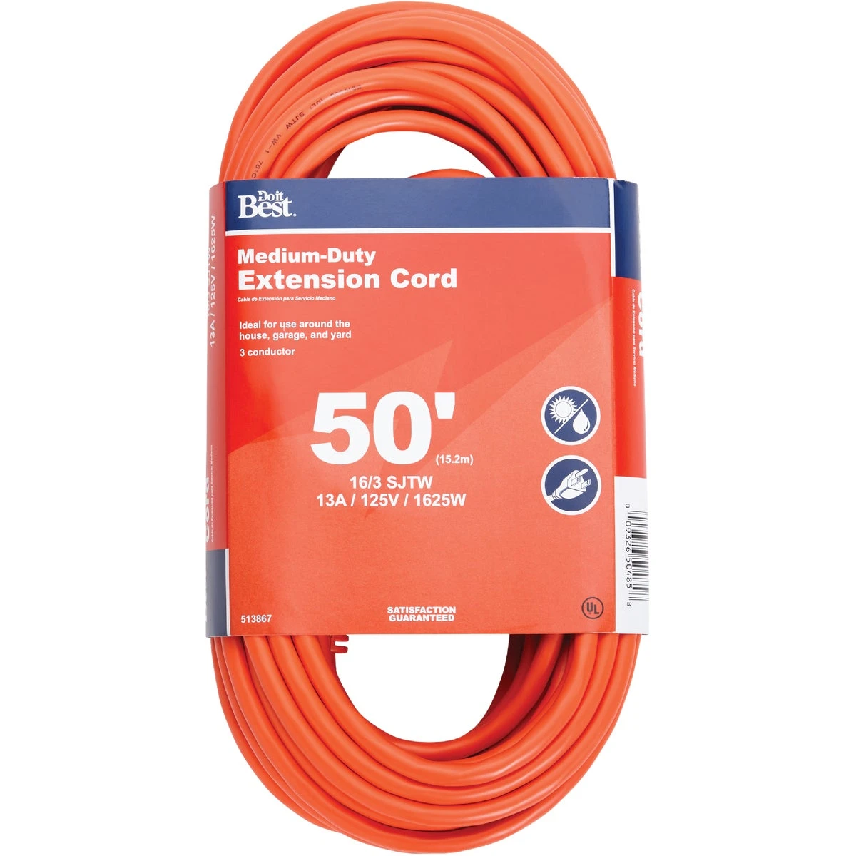 50 Ft. 16/3 Outdoor Extension Cord - Medium-duty, All-weather, Grounded