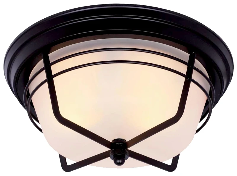 2-Light Ceiling Fixture, Flush-Mount, Weathered Bronze
