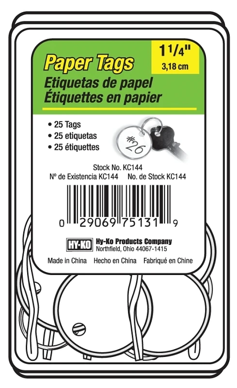 White Paper I.D. Tag, Split Ring, 1.25-In., 25-Pk.