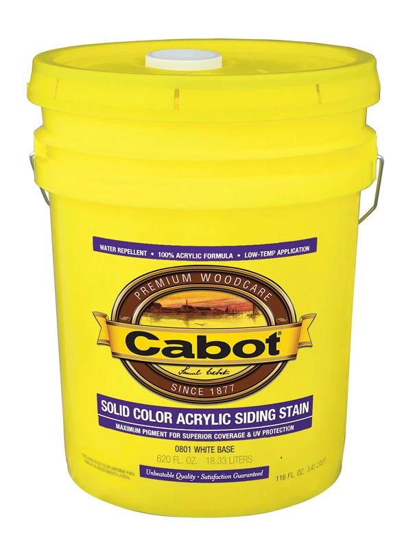 Siding Stain, White Base, Latex, 5-Gallon