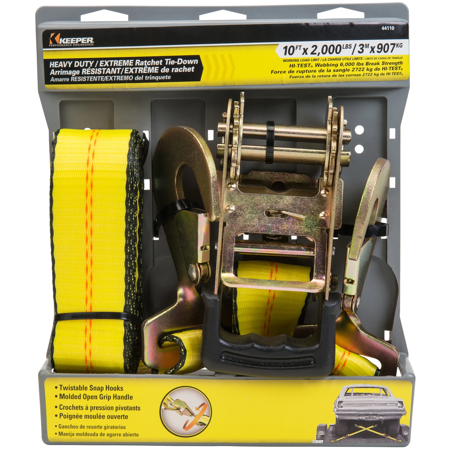 Molded-Grip Ratchet Tie Down, 2-In. x 10-Ft.