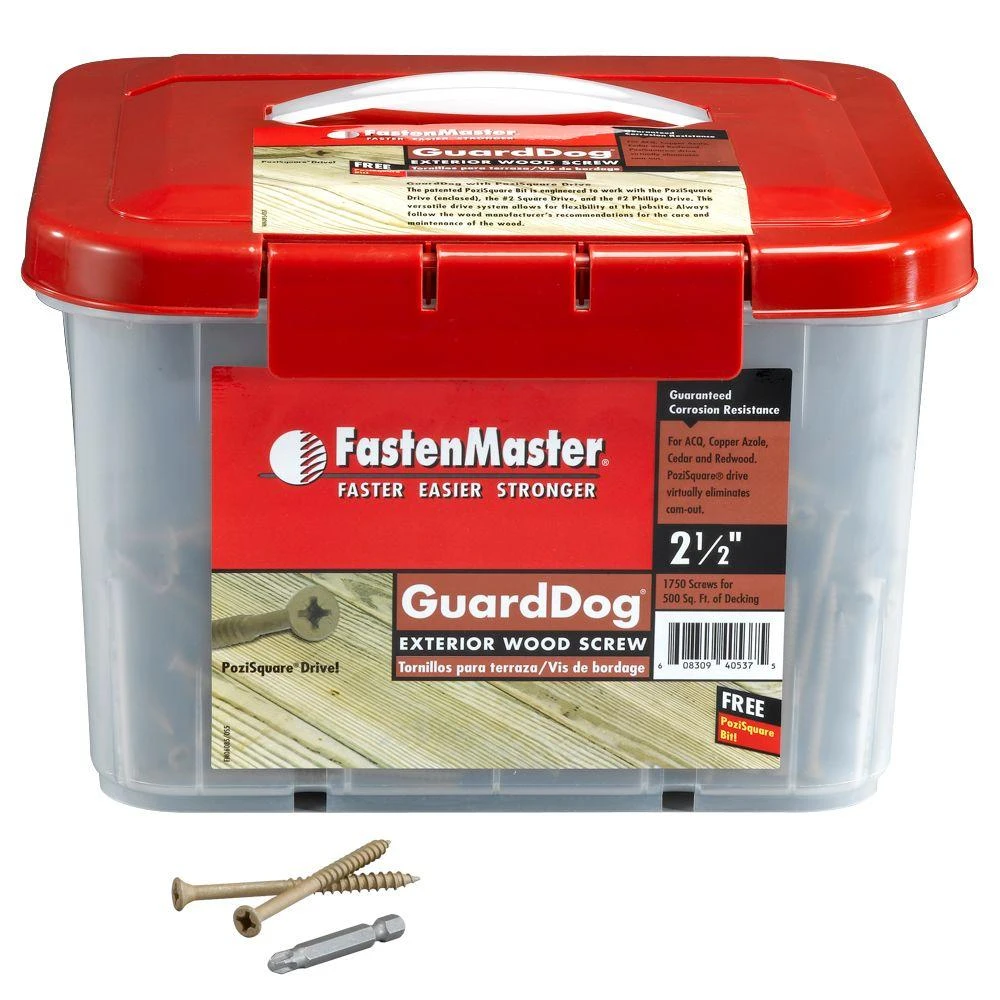Deck Screws With Bit, Gold, 2-1/2 In., 1,750-Pk. Bucket