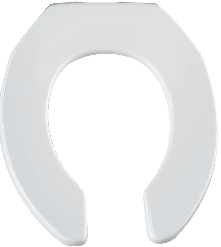 Round Commercial Plastic Toilet Seat, Open Front, STA-TITE Hinge, White