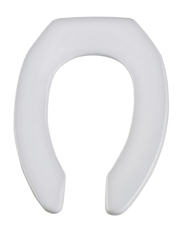 Elongated Commercial Plastic Open Front Toilet Seat, STA-TITE Hinge, White