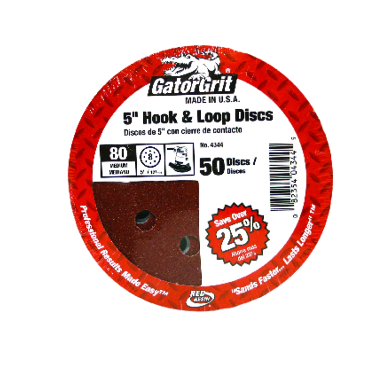 80-Grit Hook & Loop Sanding Disc, 5 In., 50-Pk.