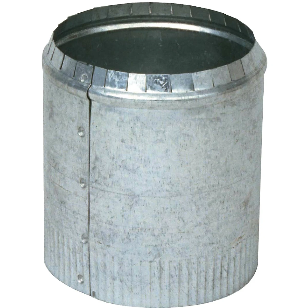 HVAC Duct Pipe Top Collar, Crimped, Round, Galvanized, 8 In.