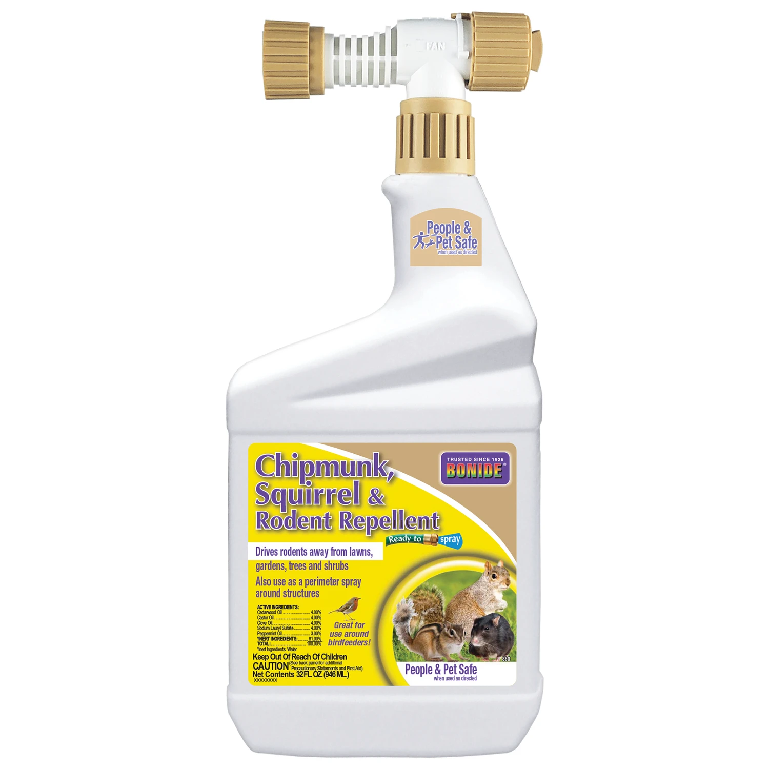Chipmunk, Squirrel & Rodent Repellent, Ready-to-Spray, 1 Qt.