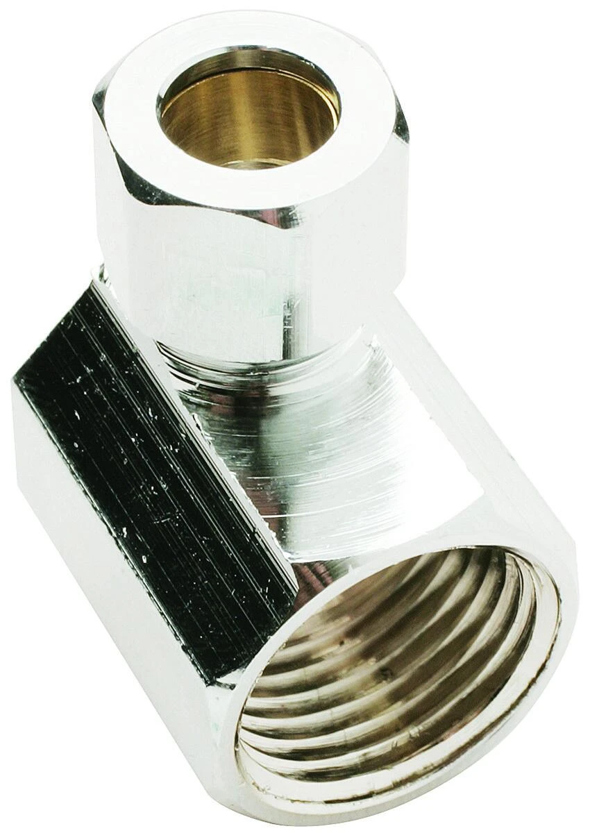 Brass Compression Angle Connector, Chrome Plated, Lead Free, 1/2 FPT x 3/8 In. OD