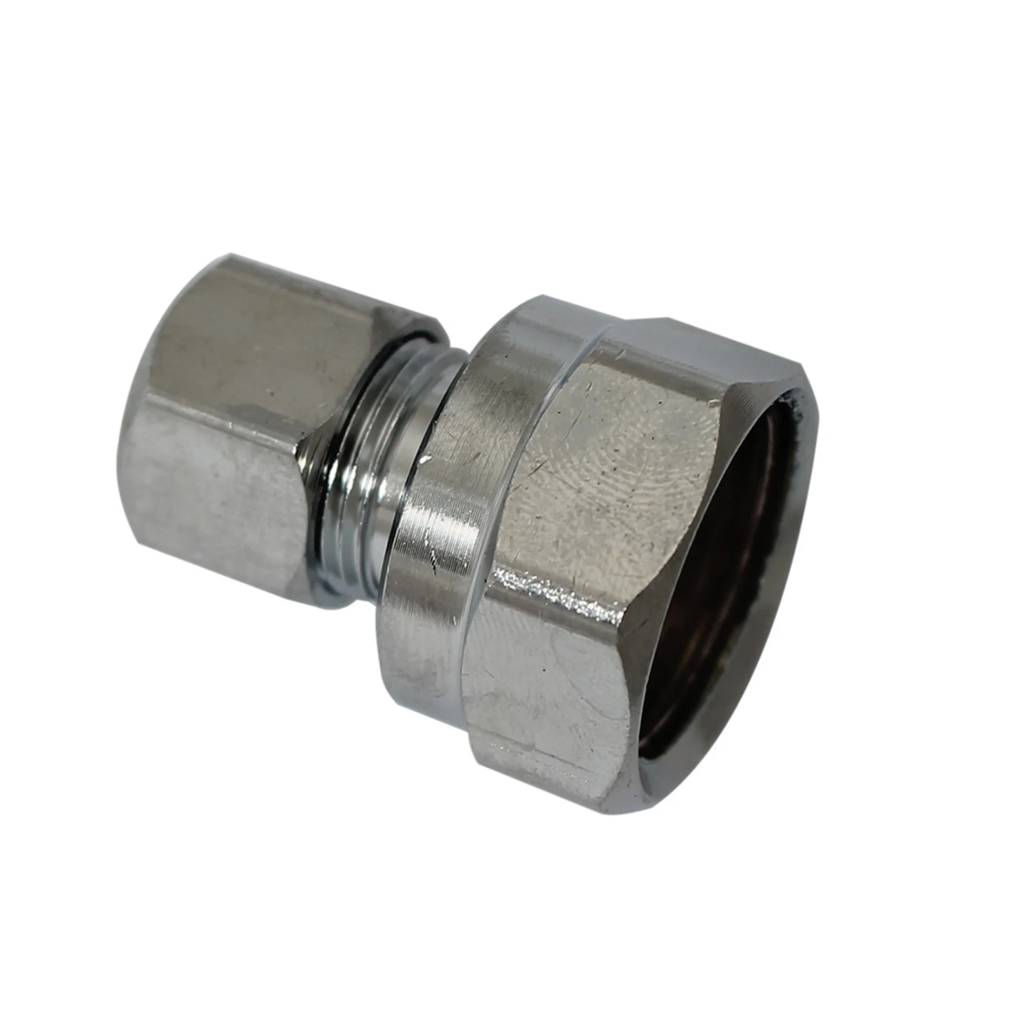 Brass Compression Straight Connector, Chrome Plated, Lead Free, 1/2 FPT x 3/8 In. OD