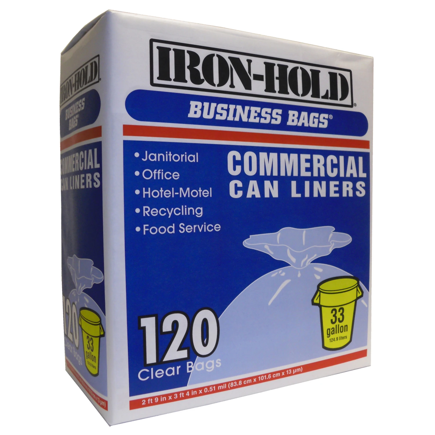 Institutional Trash Bags, Clear, 33 Gallons, 120-Ct.