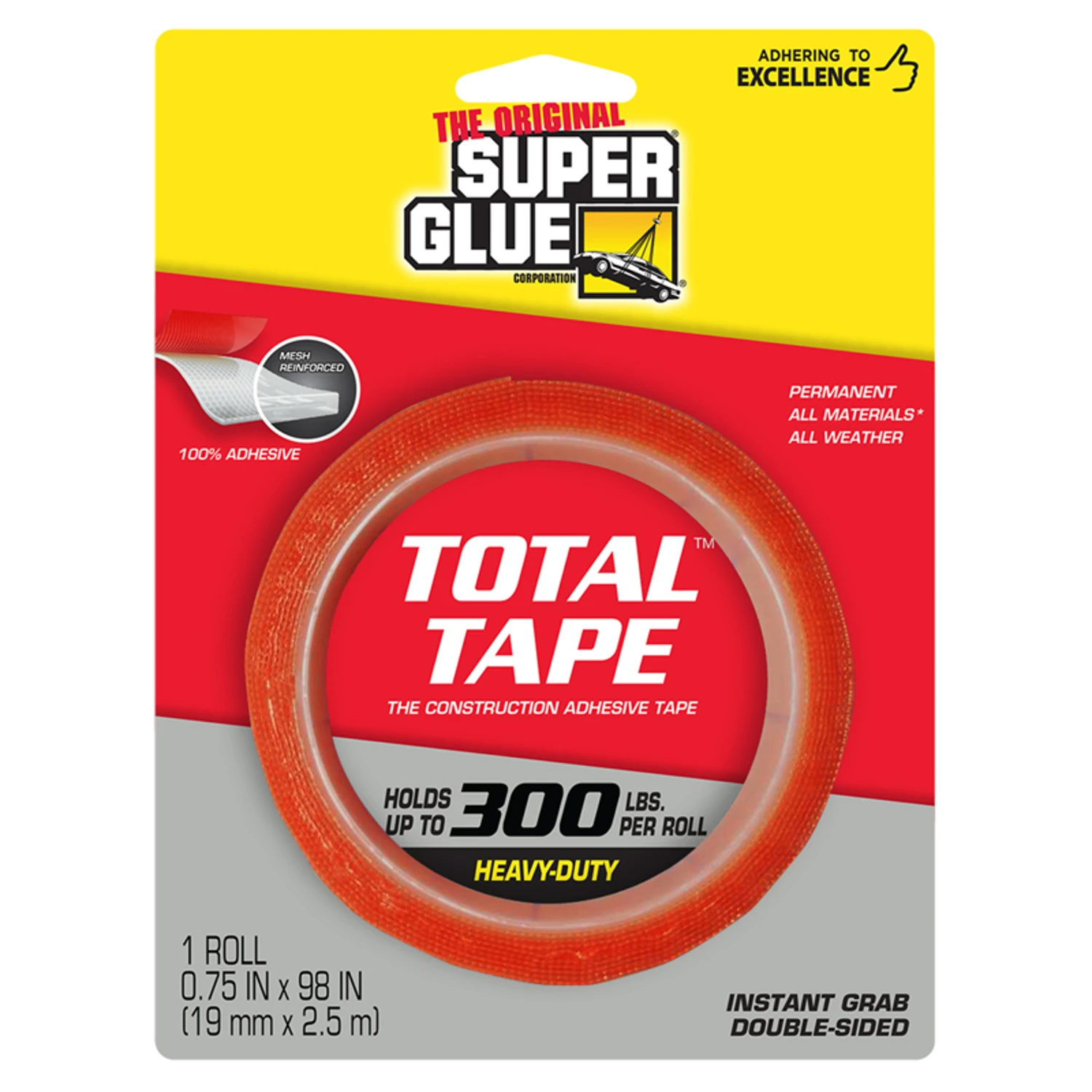 Super Glue Total Tape, The Construction Adhesive Tape, 3/4x 98 In. Roll