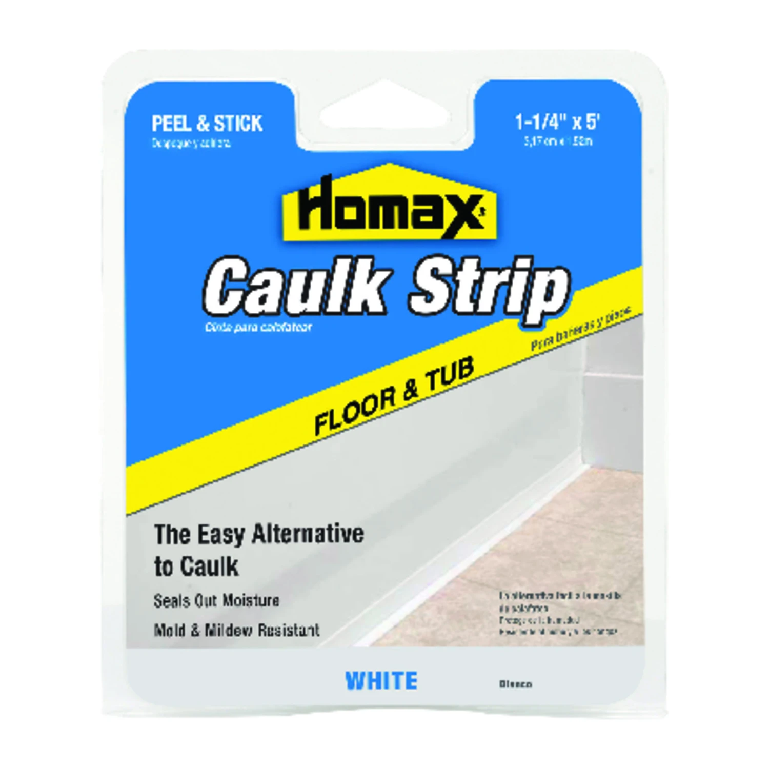 Tub & Floor Caulk Strip, White, 5 Ft.