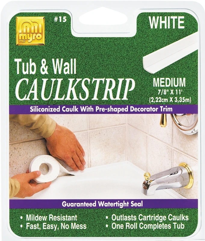 Tub & Wall Caulk Strip, White, 7/8 In. x 11 Ft.
