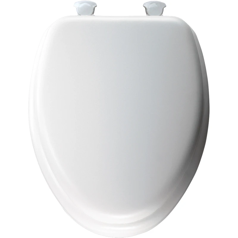Elongated Cushioned Vinyl Soft Toilet Seat, Easy-Clean & Change Hinge, White