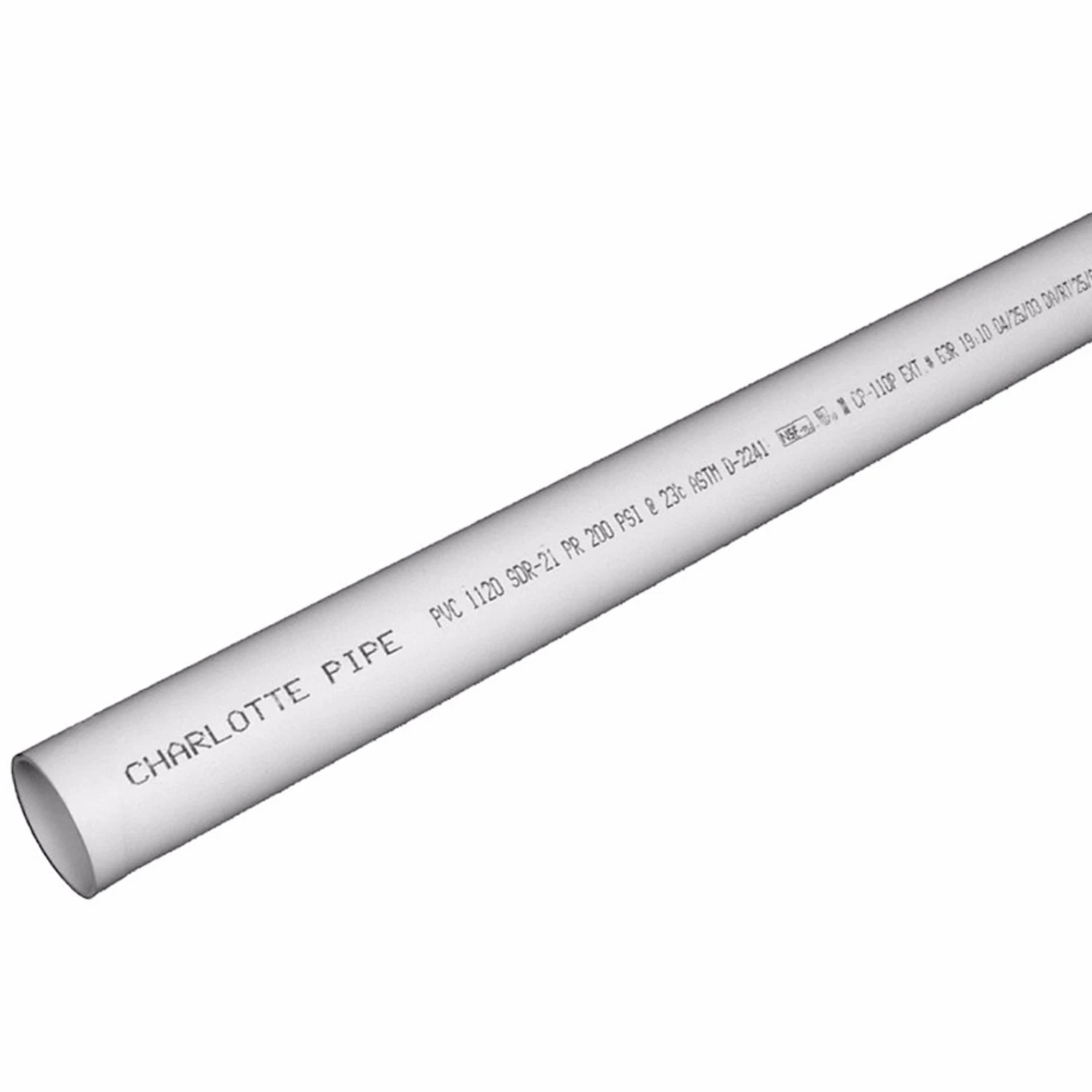 PVC Pressure Pipe, Solid Wall, Plain End, SDR 21, 1 In. x 10 Ft.