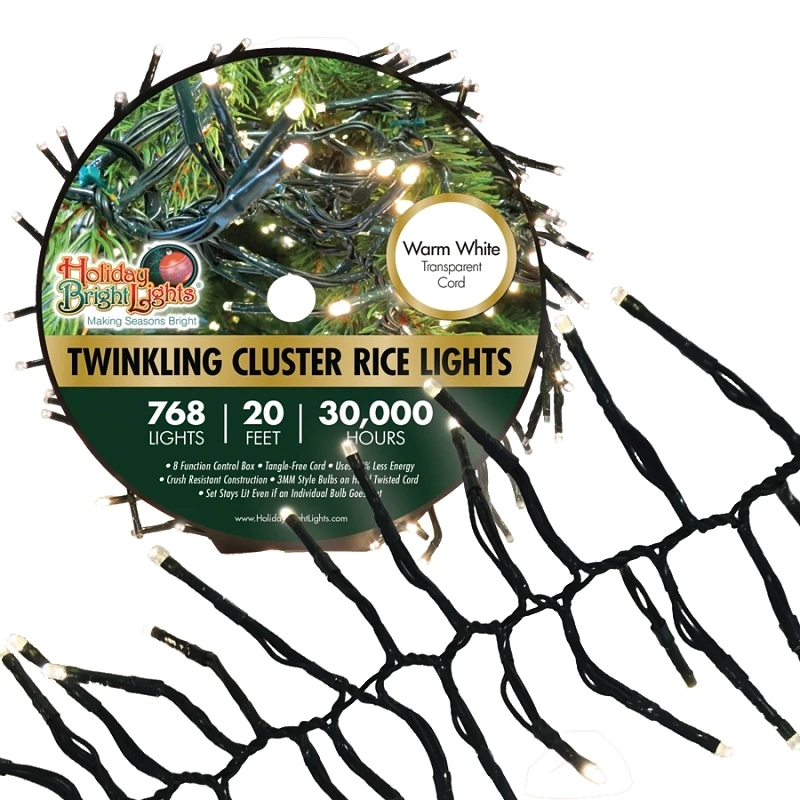 LED Cluster Rice Light Set, Warm White, 768-Ct., 20-Ft.