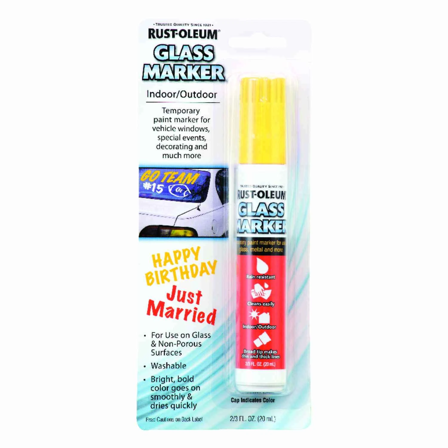 Temporary Glass Marker, Yellow, 2/3-oz.