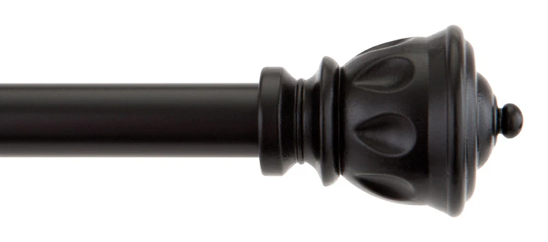 Kiera Cafe Curtain Rod, Black, 5/8 x 28 to 48 In.