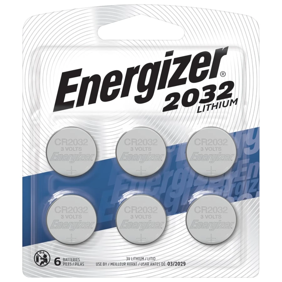 3V Lithium Coin Batteries, 2032, 6 Pack