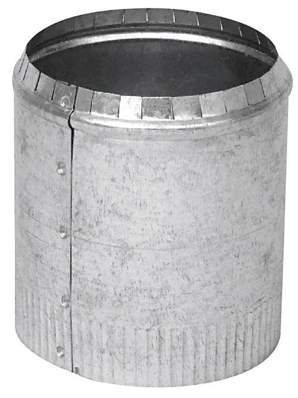 HVAC Duct Pipe Collar, Round, Crimped, 30 Gauge, 4 In.